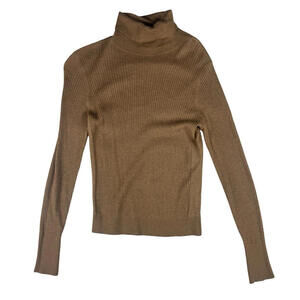 Reiss Ribbed Knit Turtleneck Top Sweater Beige Size M